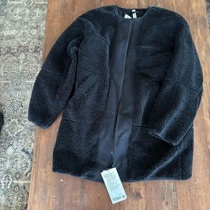 Lululemon Collarless Textured Fleece Full Zip Black, Size 8 New with Tag